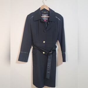 Vince Camuto Black Trench Coat with Gold Buttons